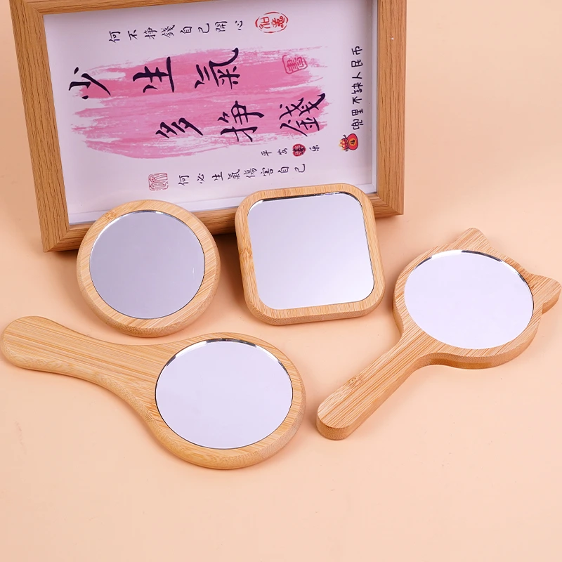 Eco-Friendly Bamboo Handle Makeup Mirror (OEM & Custom Logo Available) - Image 2